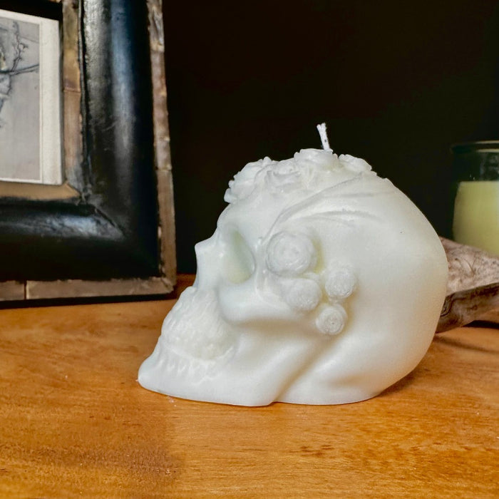 Flower Skull Candle