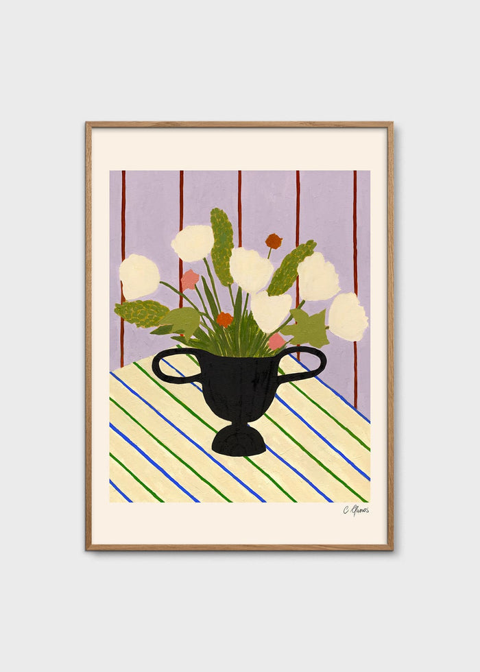 Flowers on Striped Cloth by Carla Llanos