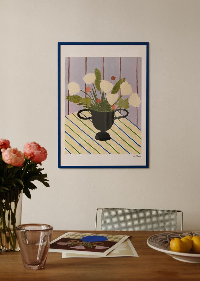 Flowers on Striped Cloth by Carla Llanos