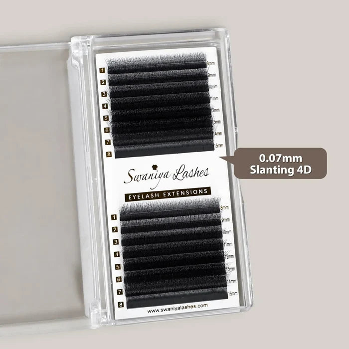 Fox Eye Lash Extensions for Instant Cat-Eye Lift | Slanting 4D Pre-Made Fans| Swaniya Lashes
