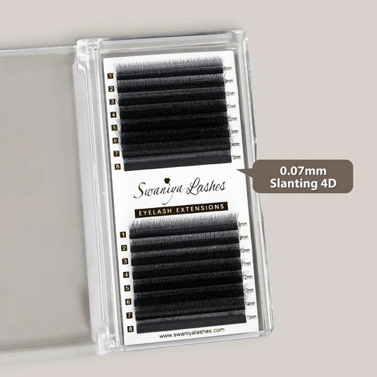 Fox Eye Lash Extensions for Instant Cat-Eye Lift | Slanting 4D Pre-Made Fans| Swaniya Lashes