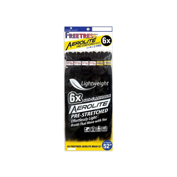 SHAKE N GO Freetress Aerolite Braid 52 inch lightweight pre-stretched braids package with six bundles