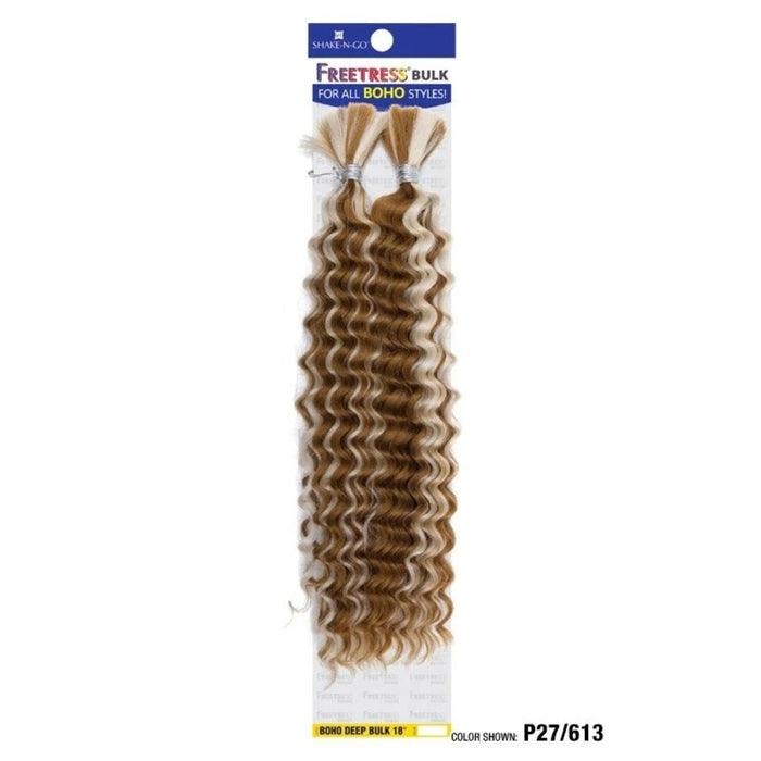 SHAKE N GO Freetress Boho Deep Bulk hair 18 inch honey blonde deep wave extensions