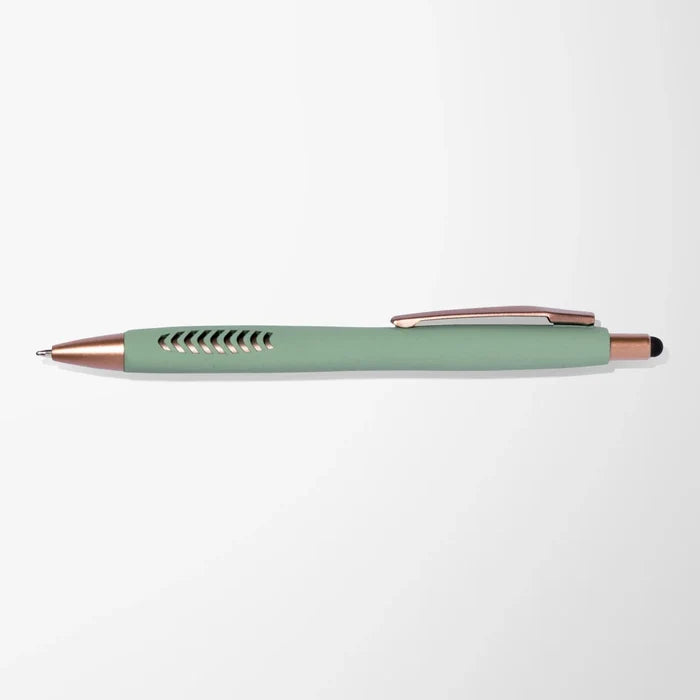 Full Color Textured Soft Touch Basilia Pen with Bronze Trim