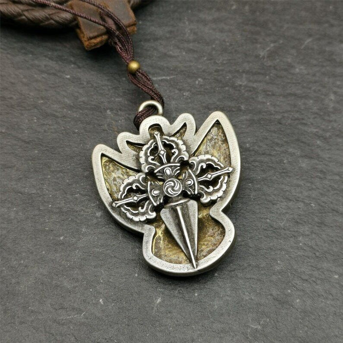 Garuda Pendant,Inlaid Copper Vajra Shell,1.57" - Tibetan Buddhist vajra, view 4