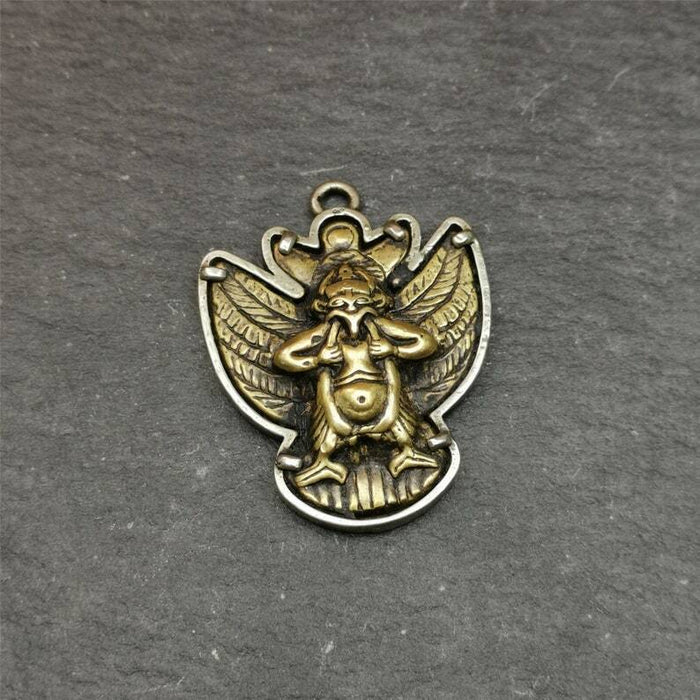 Garuda Pendant,Inlaid Copper Vajra Shell,1.57" - Tibetan Buddhist vajra, view 5