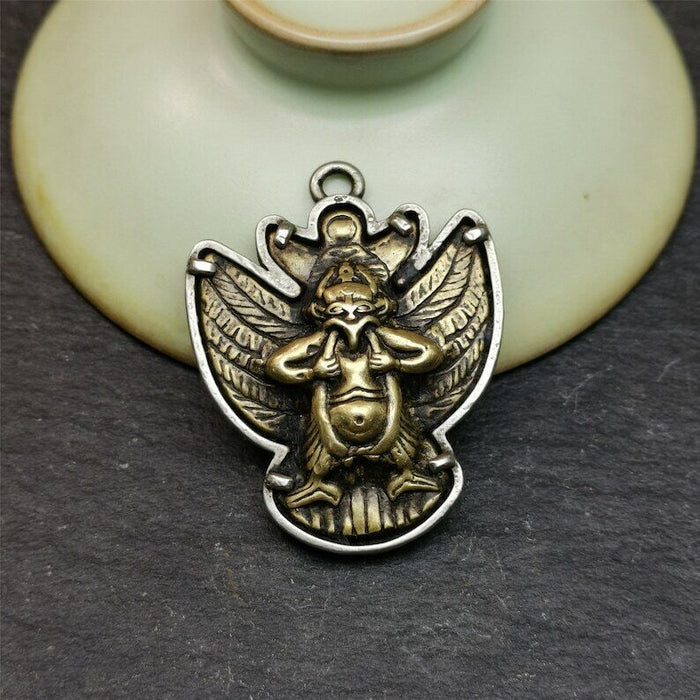 Garuda Pendant,Inlaid Copper Vajra Shell,1.57" - Tibetan Buddhist vajra, view 7