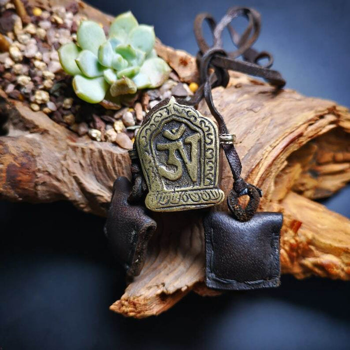 Gau Ghau Shrine, Mini Amulet Pendant 1.58" - Tibetan Buddhist amulet, detailed view