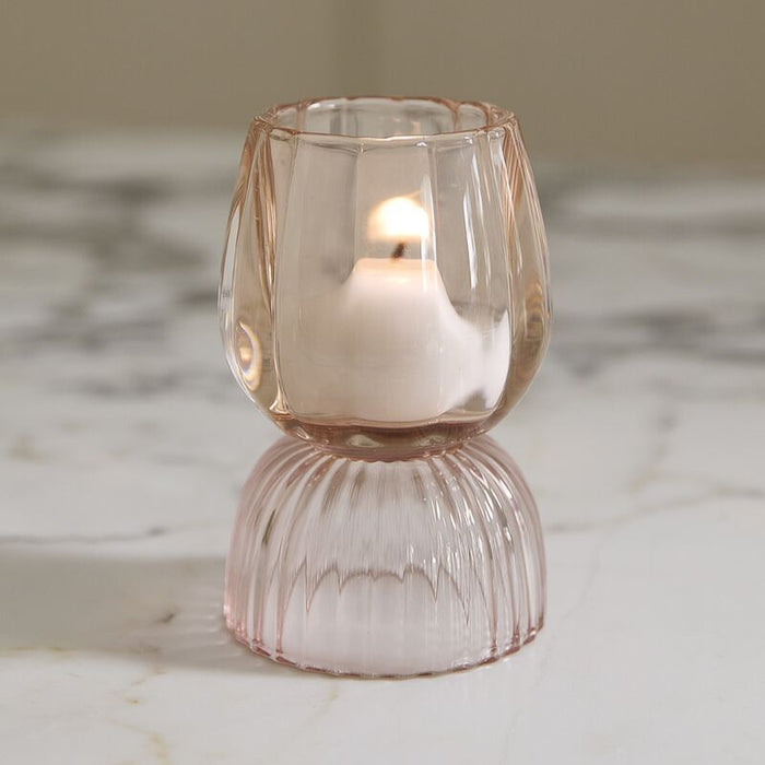 Glass Dominique Tea Light Candle Holder