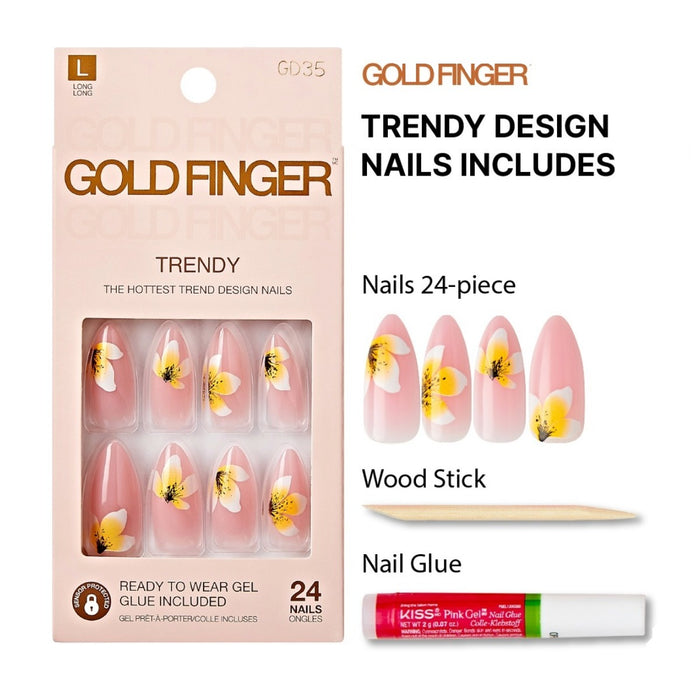 Gold Finger Trendy Nails [Live Forever] #Gd35