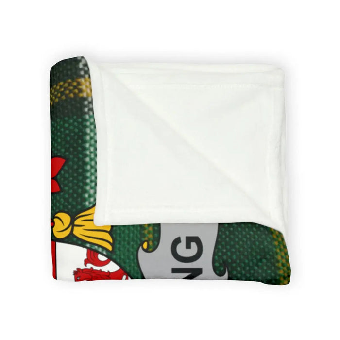 Cozy Blanket with Colorful Pattern and Crest Design
