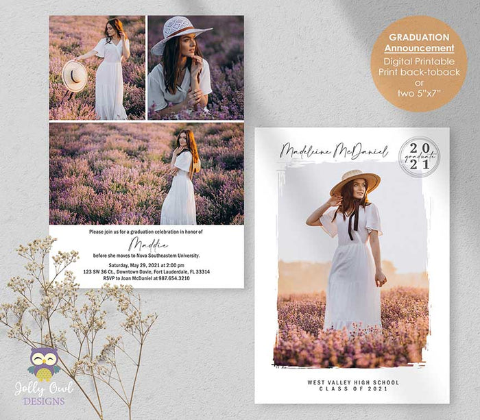 Graduation Announcement Card - Photo Collage - Invitation Card
