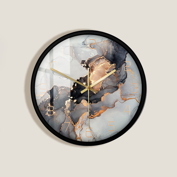 Gray Marble Style Wall Clock
