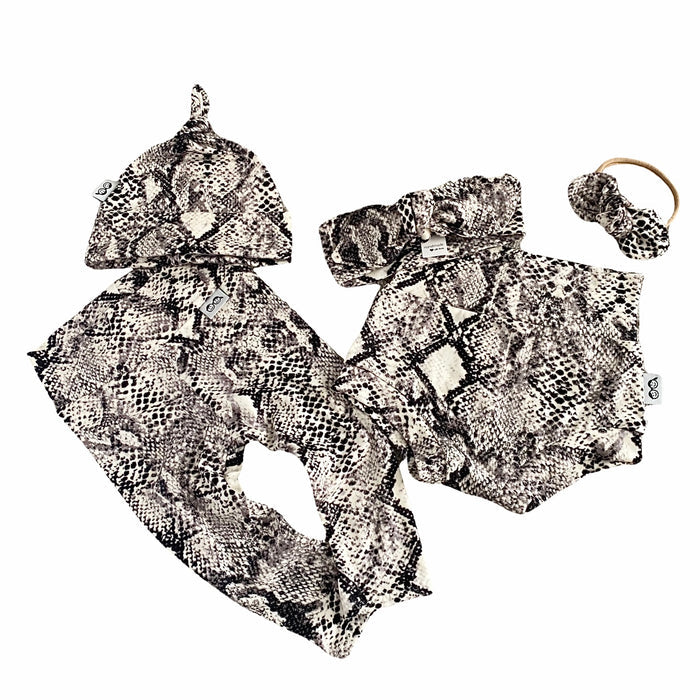 Grey Snake Print Leggings and/or Beanie Knot Hat