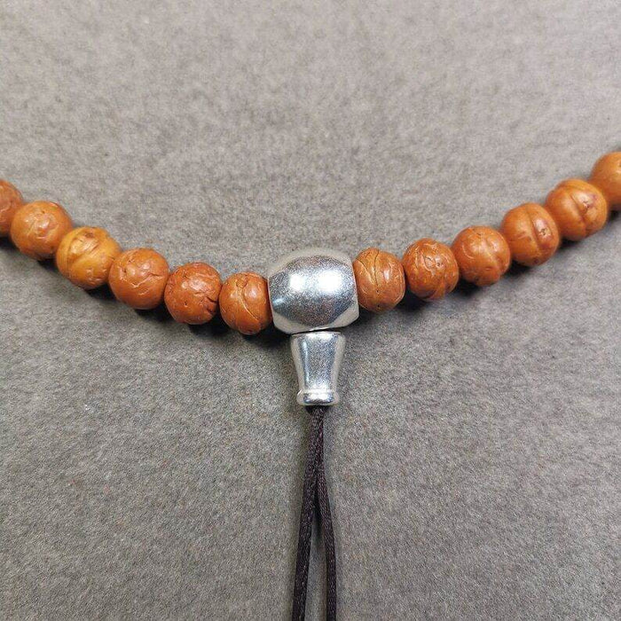 Guru Bead, T-drilled 3-Hole Bead for Prayer Bead - Tibetan Buddhist art, front view