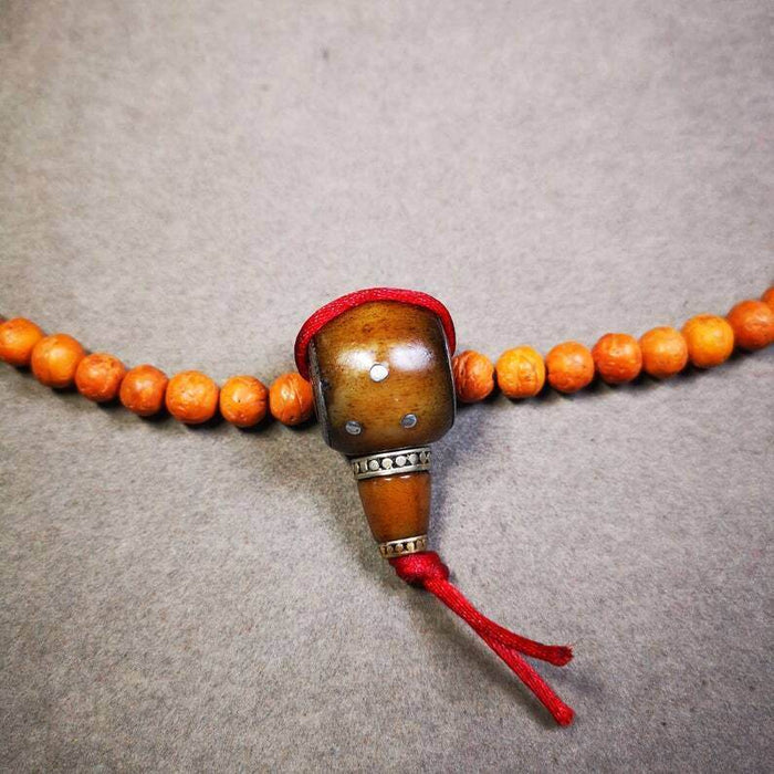 Guru Bead, T-drilled 3-Hole Bead - Tibetan Buddhist art, front view