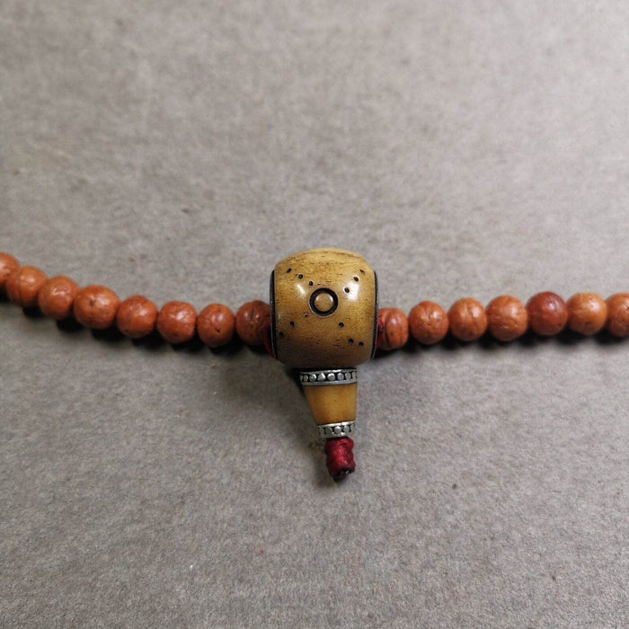 Guru Bead,T-drilled 3-Hole Prayer Bead - Tibetan Buddhist art, detailed view