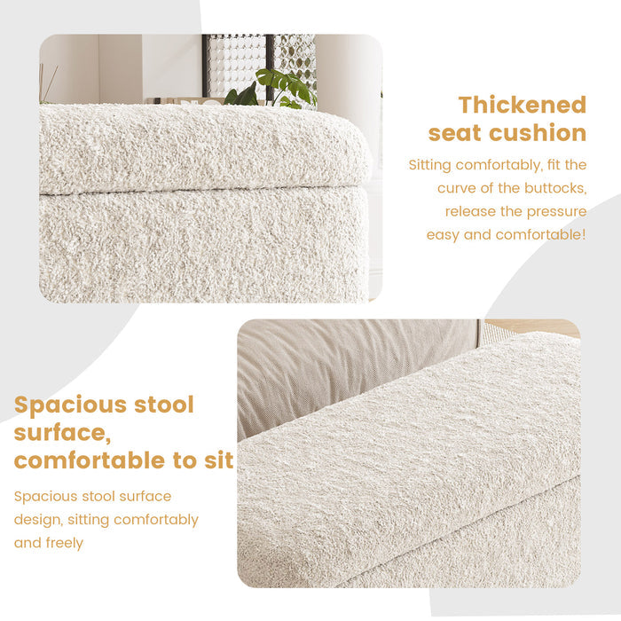 Guyii 47.2" Beige Storage Ottoman Bench – Modern Upholstered Long Bench with Hidden Storage for Bedroom & Entryway
