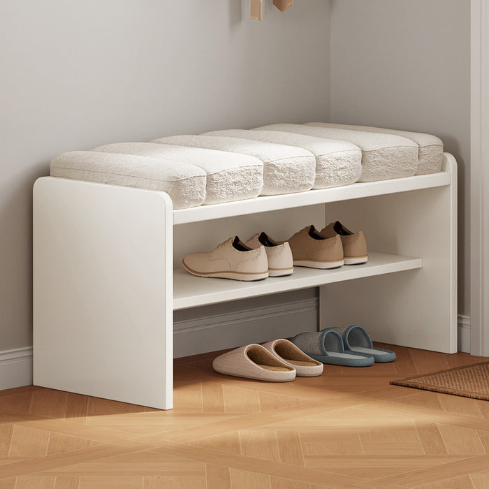 Guyii Cream White Shoe Bench with Storage – Modern Entryway Stool with Padded Seat for Bedroom, Hallway, Living Room