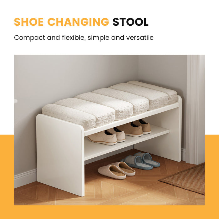 Guyii Cream White Shoe Bench with Storage – Modern Entryway Stool with Padded Seat for Bedroom, Hallway, Living Room
