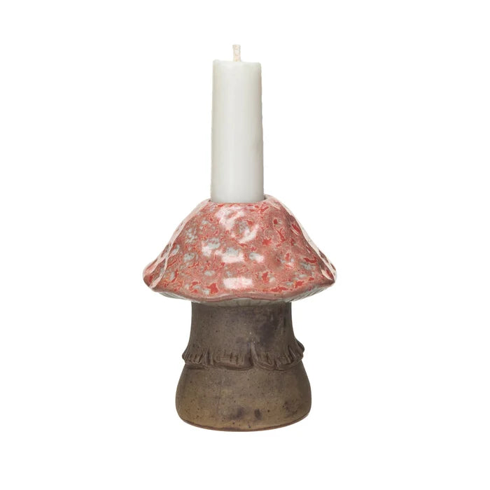 Hand Painted Mushroom Taper Candle Holder