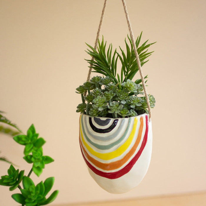 Hanging Ceramic Rainbow Planter