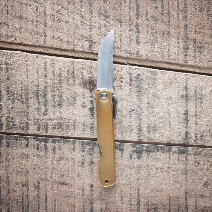 Higonokami Custom Folding Knife Large Brass Handle (#14) - HITOHIRA