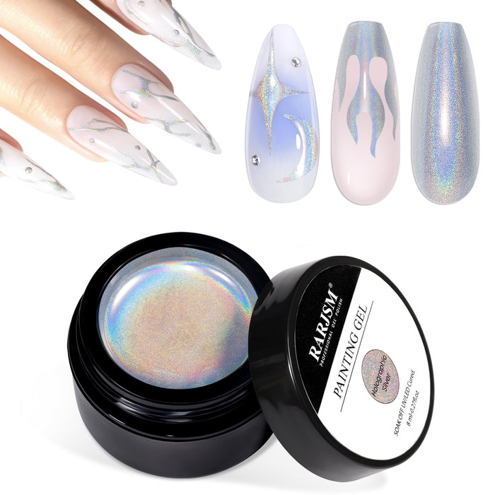 Holographic Sliver Mirror Chrome Metallic Painting Gel 8ml