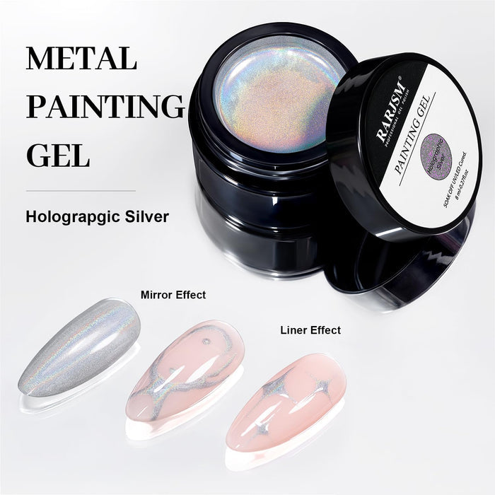 Holographic Sliver Mirror Chrome Metallic Painting Gel 8ml