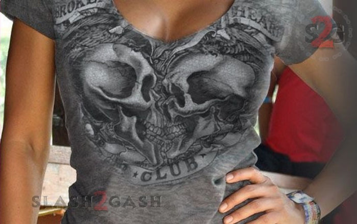 Hot Leathers Ladies Broken Hearts Smoke Burnout Shirt