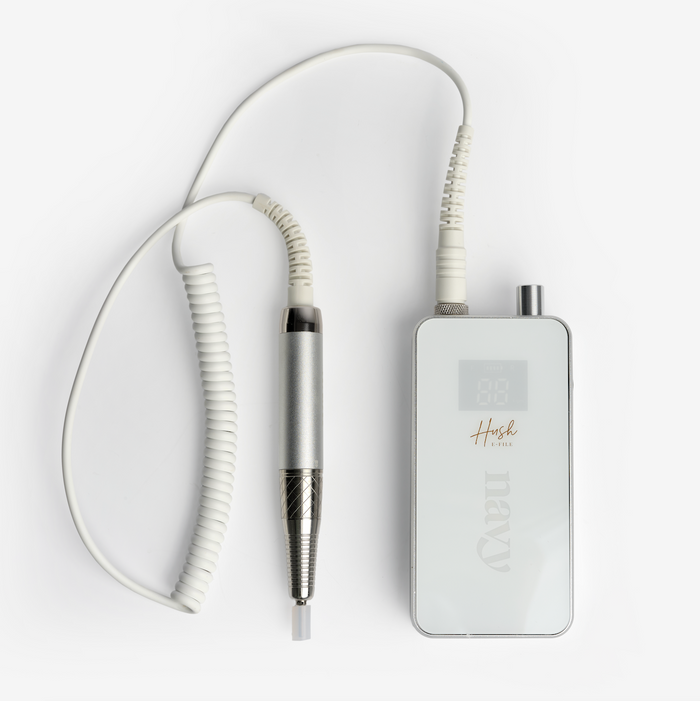 A professional Efile machine with a digital display, connected to a hand-piece and a power source, designed for nail care.