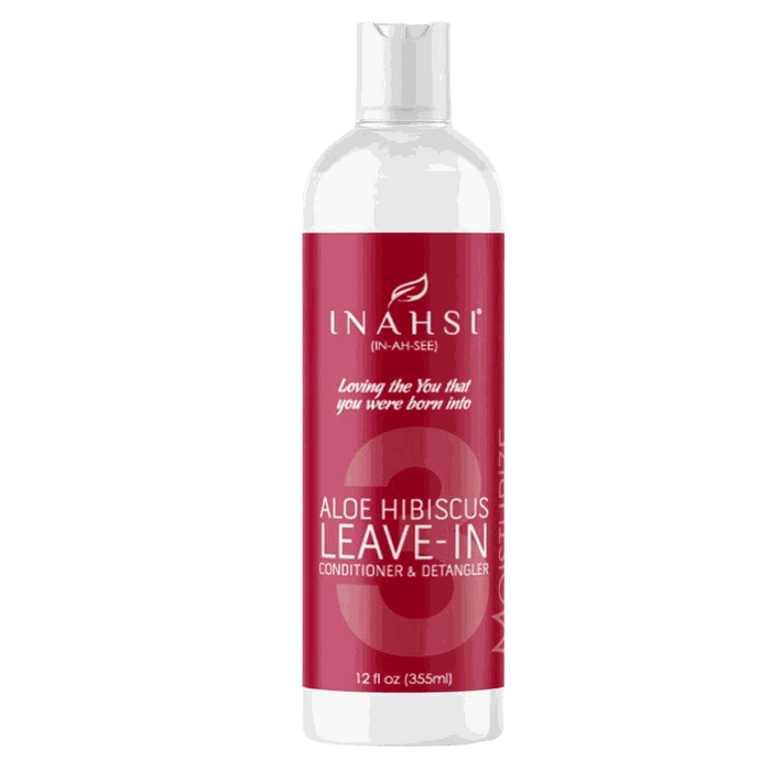 Inahsi Aloe Hibiscus Leave-in Conditioner moisturizing and detangling hair treatment with aloe vera, hibiscus, coconut, and avocado oils