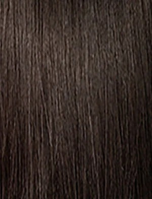 SENSATIONNEL dark brown straight wig closeup showing smooth strands for instant ponytail wrap hairpiece styling