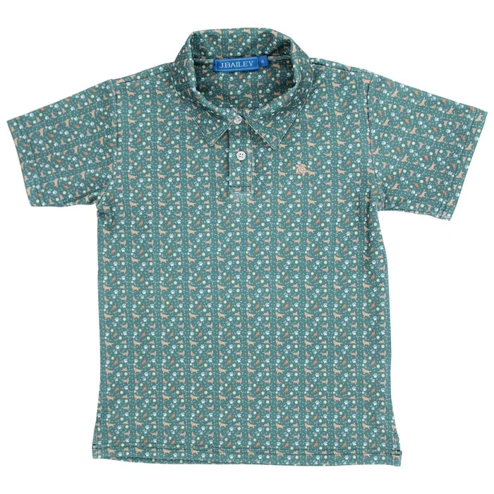 J Bailey S/S Performance Polo-Golden Retreiver