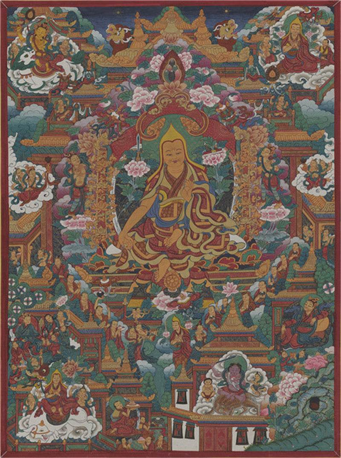 Je Tsongkhapa Image - Tibetan thangka painting, front view
