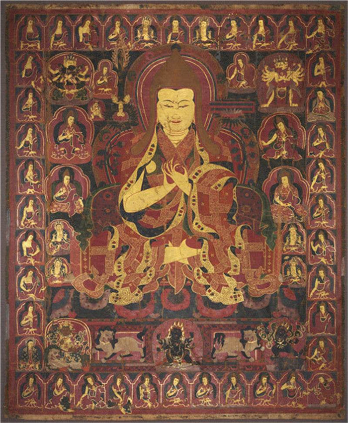 Je Tsongkhapa Image - Tibetan thangka painting, front view