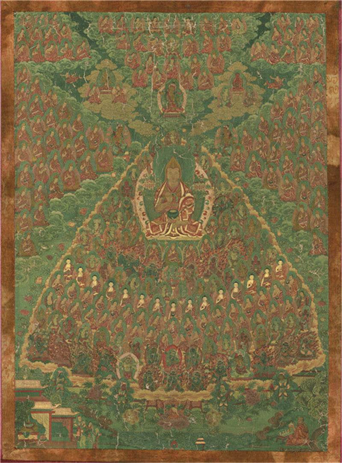 Je Tsongkhapa Refuge Tree Image - Tibetan thangka painting, front view
