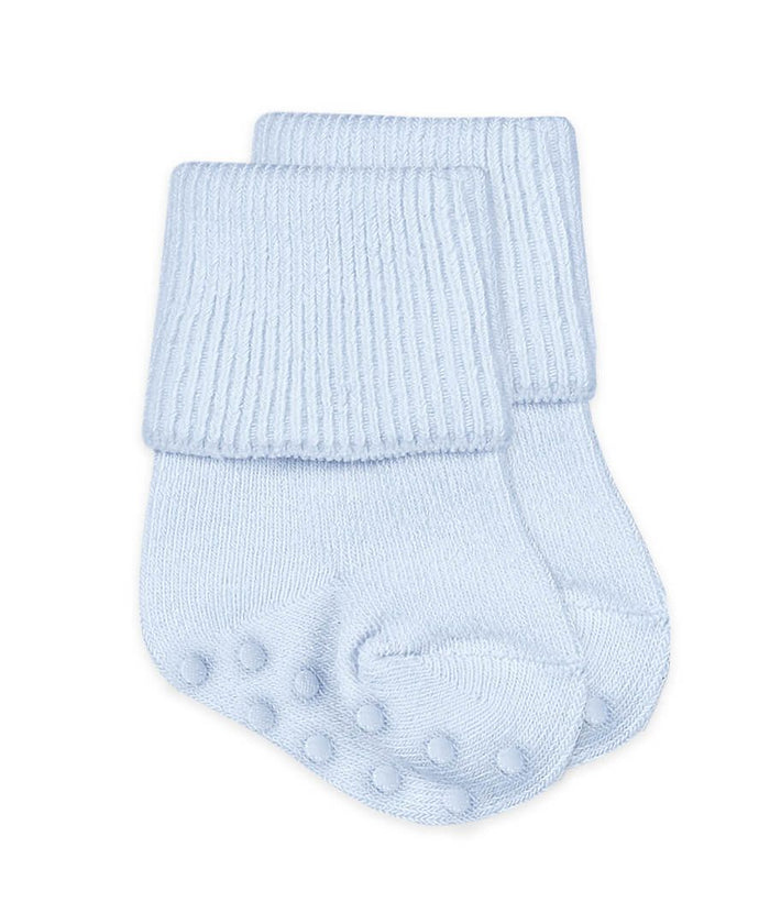 Jefferies Blue Non-Skid Fold Over Socks