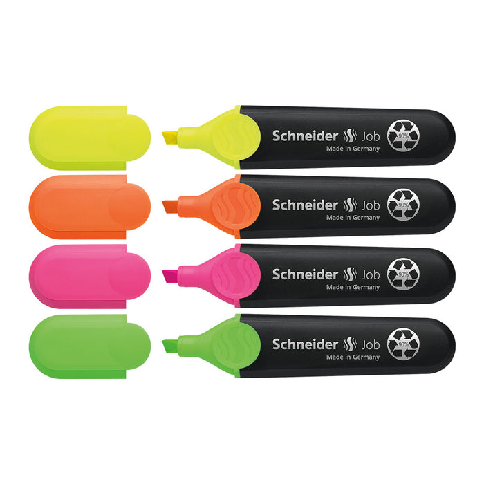 Job Highlighters, Wallet 4 pieces - Assorted