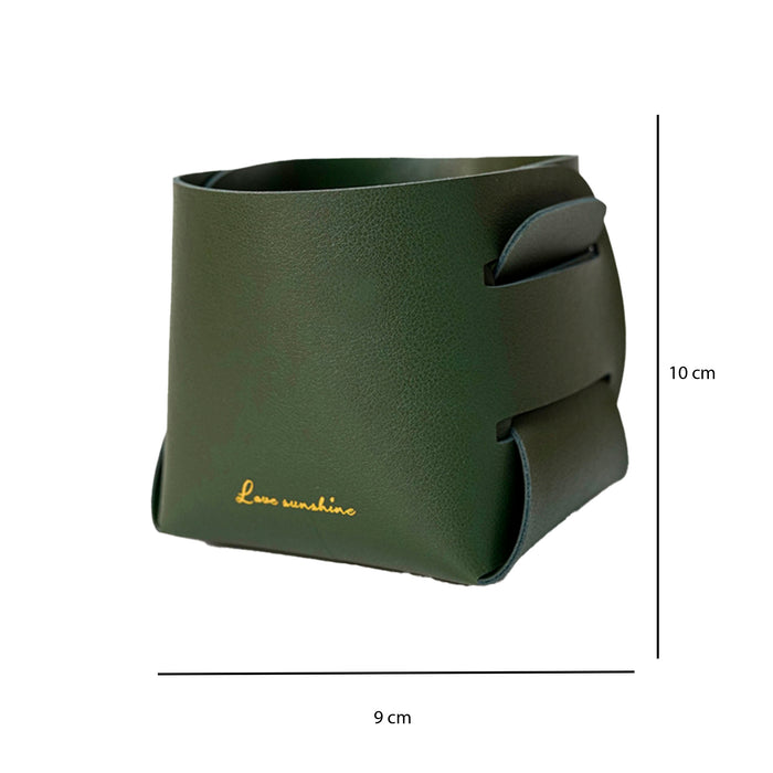 Juniper Green Leather Storage Basket