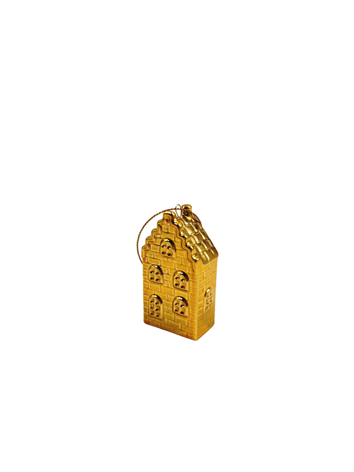Kersthanger - Huis - Keramiek - Goud - 3,5x2x6,5cm