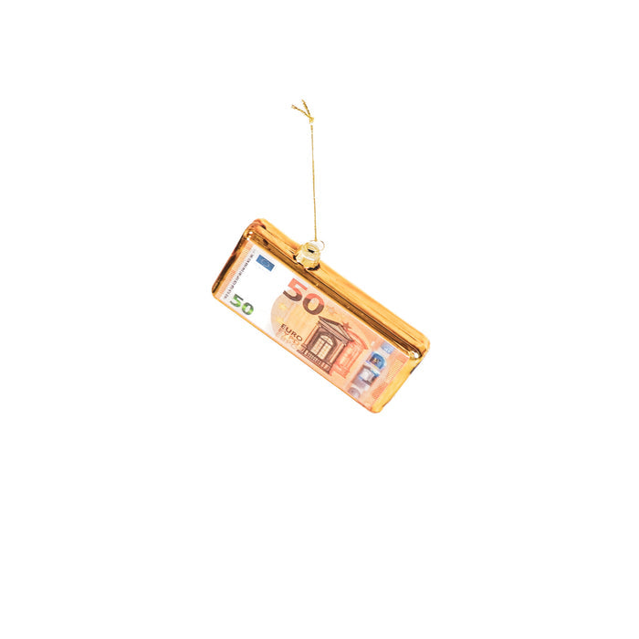 Kerstversiering - Kersthanger - 50 euro Biljet - Glas - 11,5x2x6,5cm