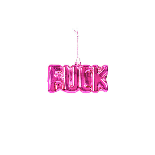 Kerstversiering - Kersthanger - FUCK - Glas - Roze - 14,5x3,5x7,5cm