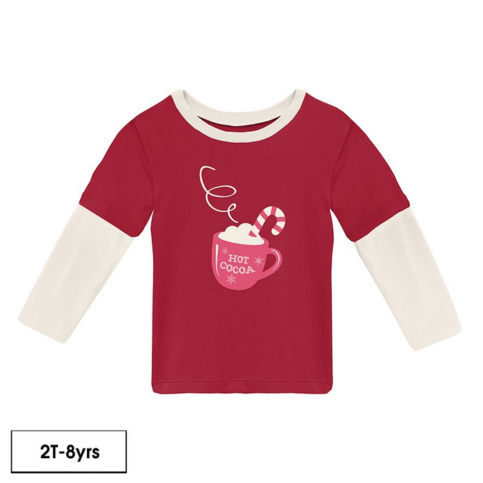 Kickee Pants Long Sleeve Double Layer Graphic Tee ~ Crimson Hot Cocoa Clothing Kickee Pants
