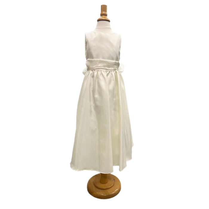 Kid's Dream Poly Silk Sleeveless Dress-Ivory