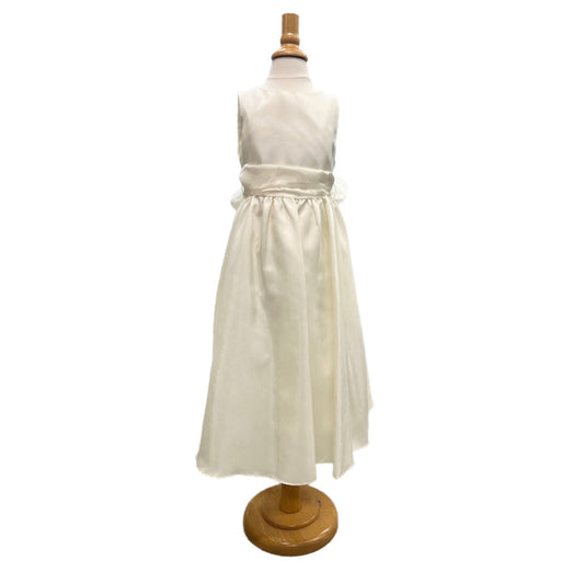 Kid's Dream Poly Silk Sleeveless Dress-Ivory