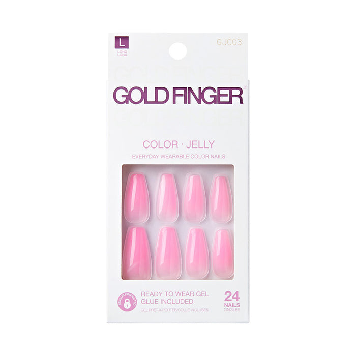 IVY BEAUTY by KISS pink jelly press on nails pack of 24 long glossy pink ombre ready to wear
