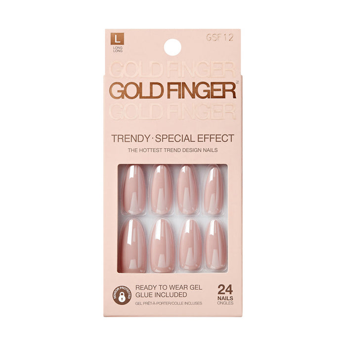 IVY BEAUTY by KISS French glazed press on nails nude glossy French tip set in retail packaging