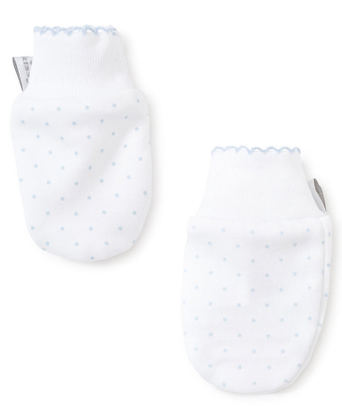 Kissy Kissy Dot Mittens White/Lt Blue