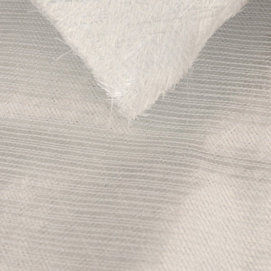 Fiberglass fabric oriented in +45° and -45° directions. Stitched to 3/4 oz fiberglass mat.